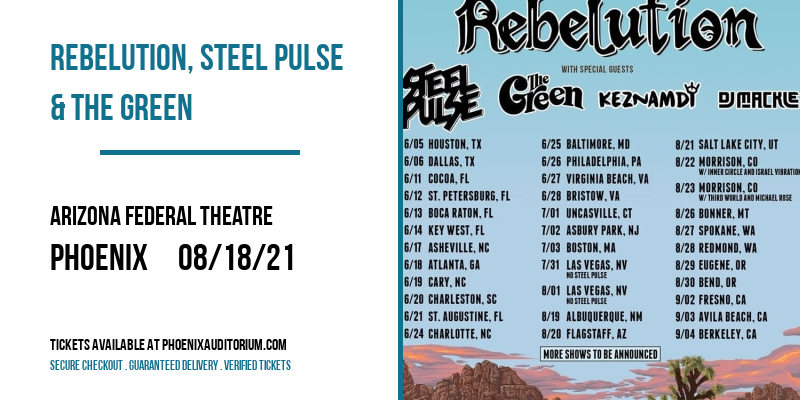 Rebelution, Steel Pulse & The Green at Arizona Federal Theatre tickets Rebelution, Steel Pulse & The Green at Arizona Federal Theatre
